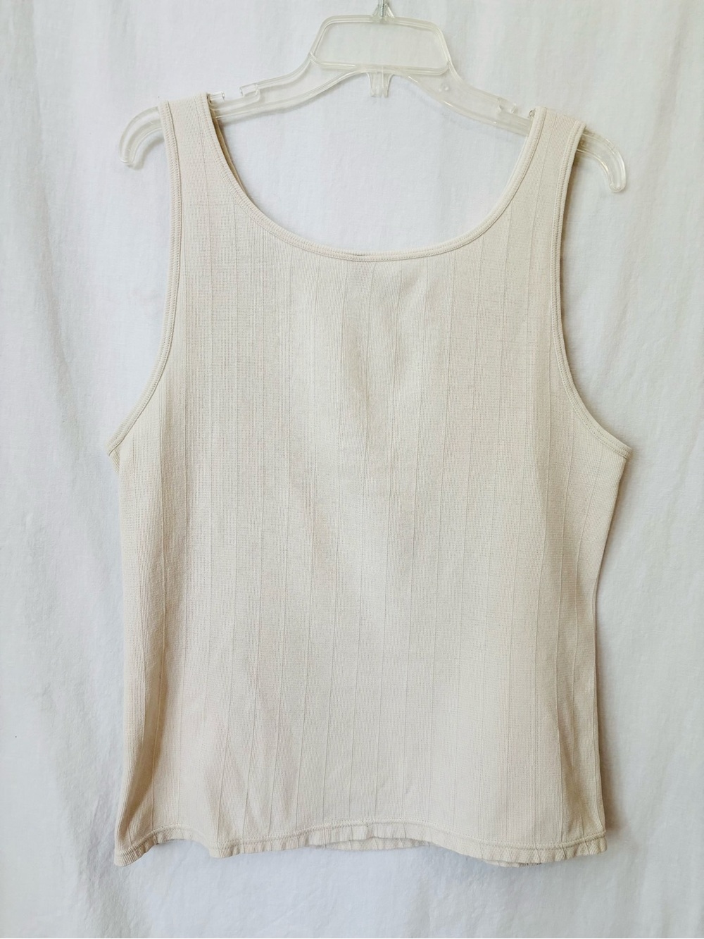Cream Ribbed Tank Top Thermal Layering Top XXL